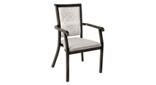 Dining / Activity Chair - Aluminum stacking arm chair (Wood look Frame) w/upholstered seat/back.