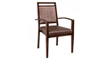 Dining / Activity Chair - Aluminum Stacking Arm Chair. Frame color dark Walnut