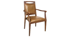 Dining / Activity Chair - Aluminum stacking arm chair (Wood look Frame) w/upholstered seat/back.