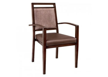 Aluminum Stacking Arm Chair. Frame color dark Walnut
